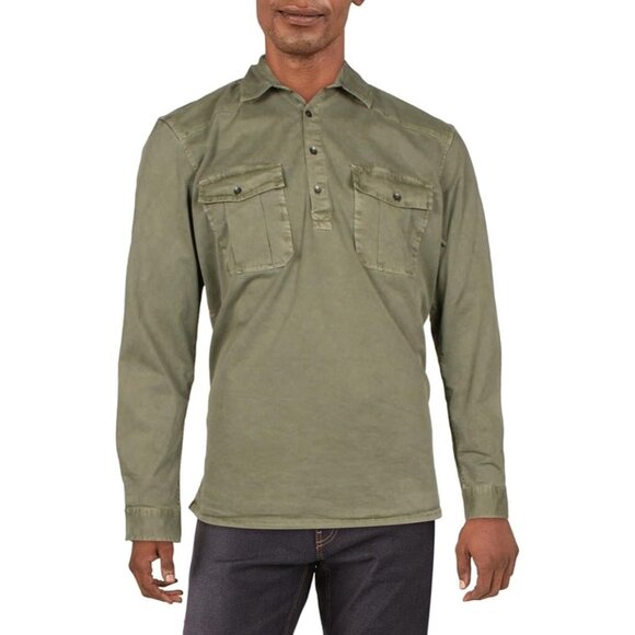 I.N.C Men's Regular Fit Collared Button-Down Popover Western Shirt Green Size S - Picture 1 of 3